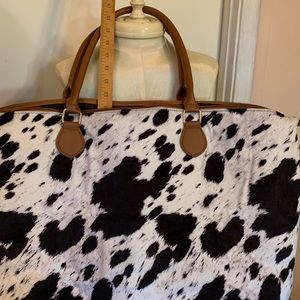 Large Faux Black and White cowhide Duffel/ Tote Bag